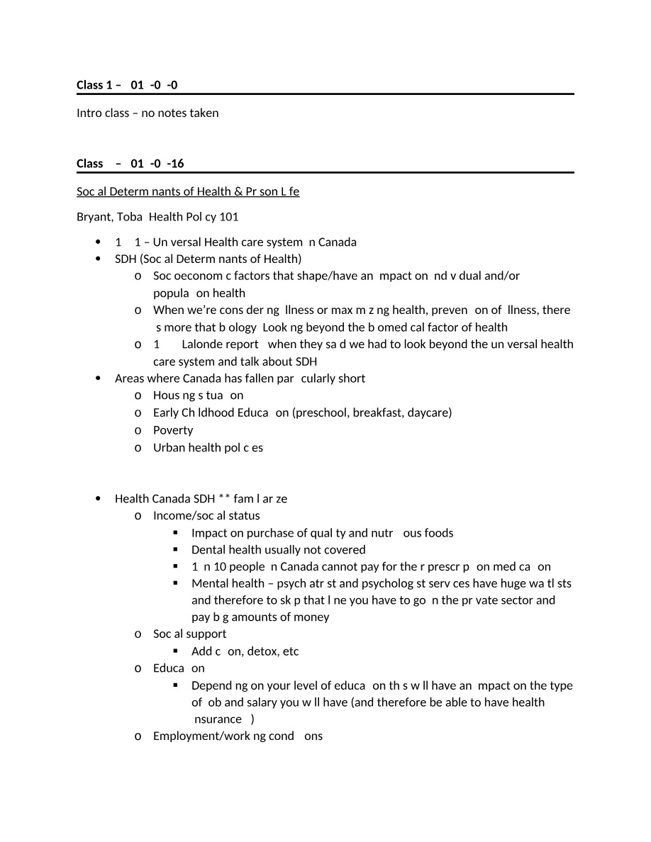 Midterm Exam for Health Policy 101
