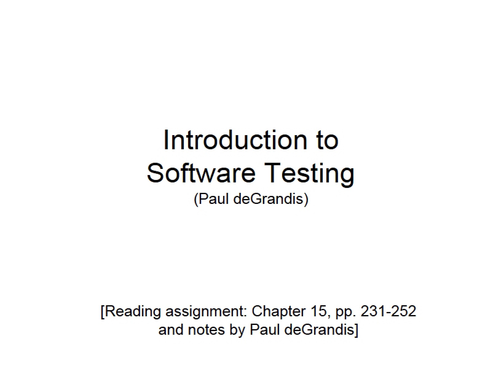 Software Testing Fundamentals