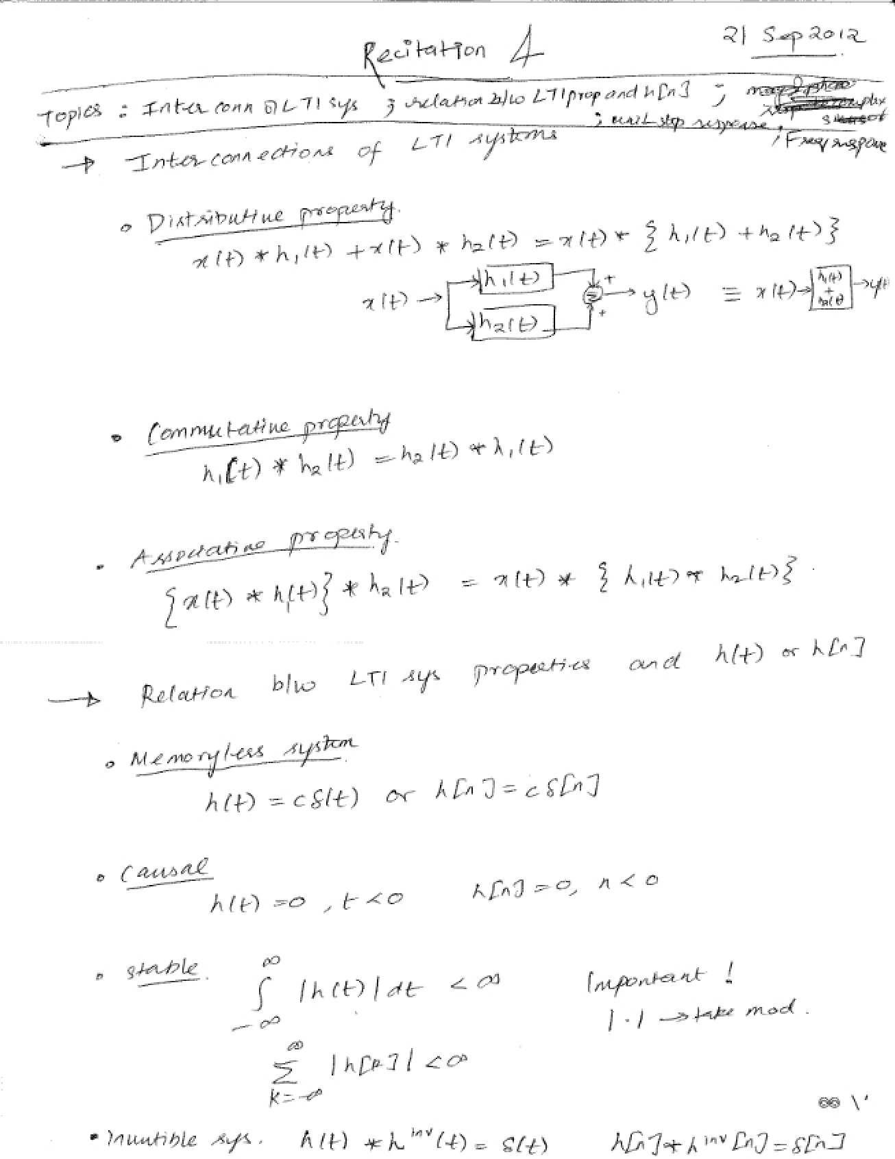 Notes for Recitation Four