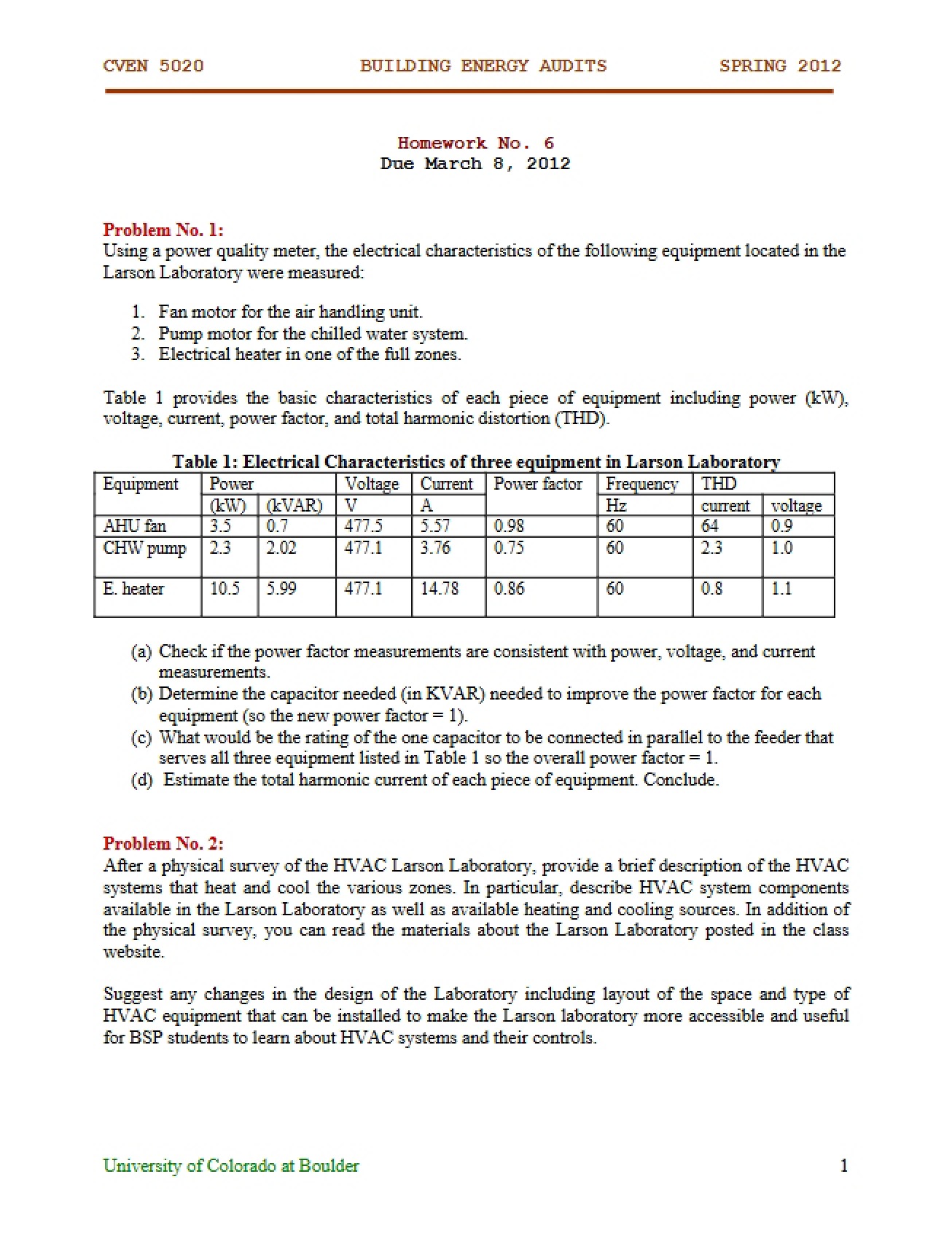 Sixth Homework Assignment