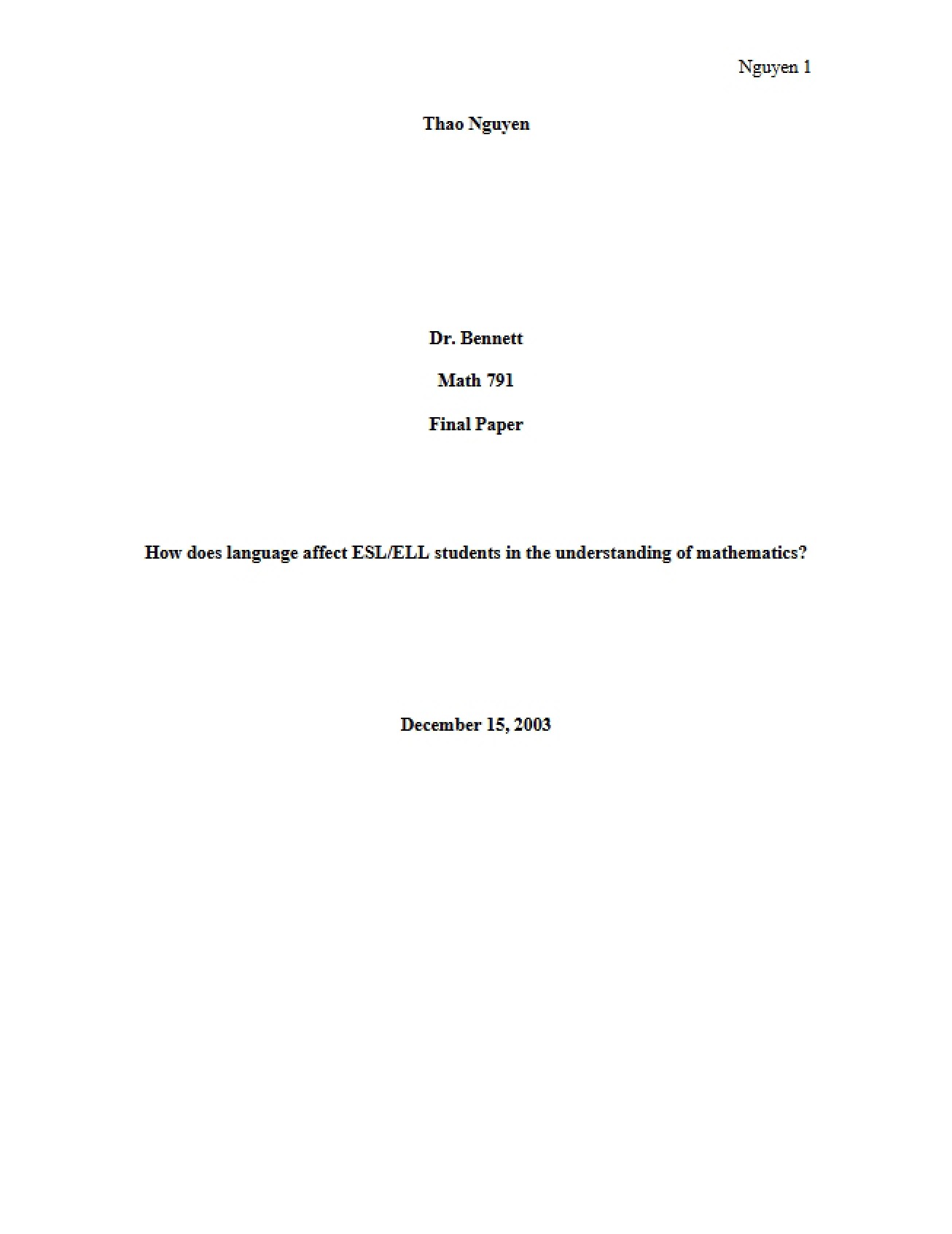 Final Paper for a Course on Topics in Mathematics for Secondary School Teachers