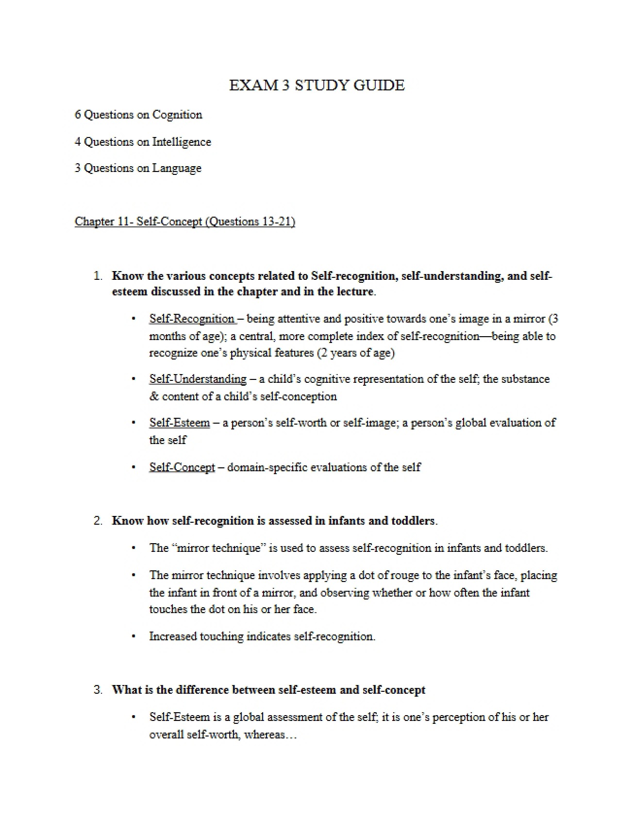 Complete Study Guide for Exam Three