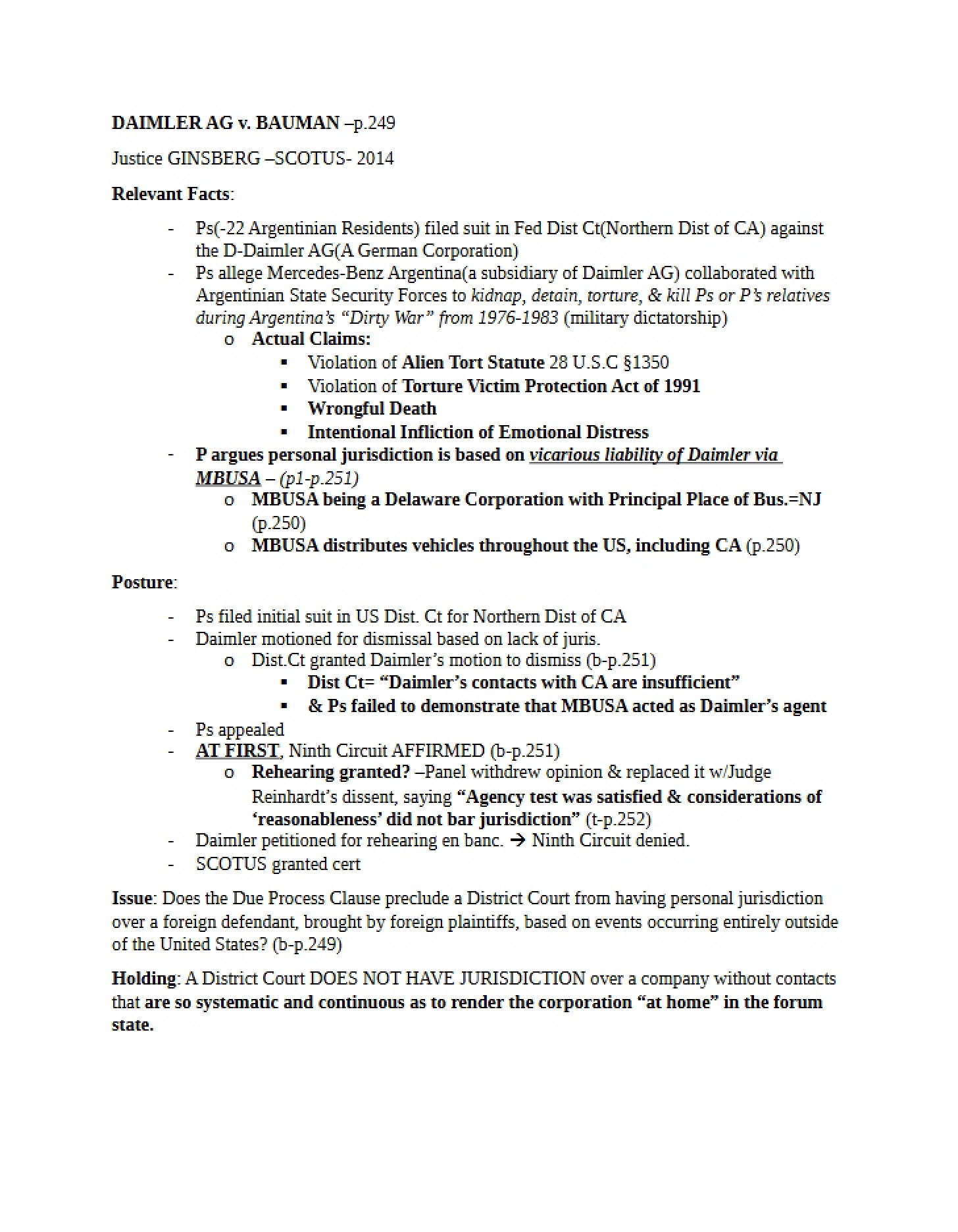 DAIMLER v BAUMAN Legal Brief