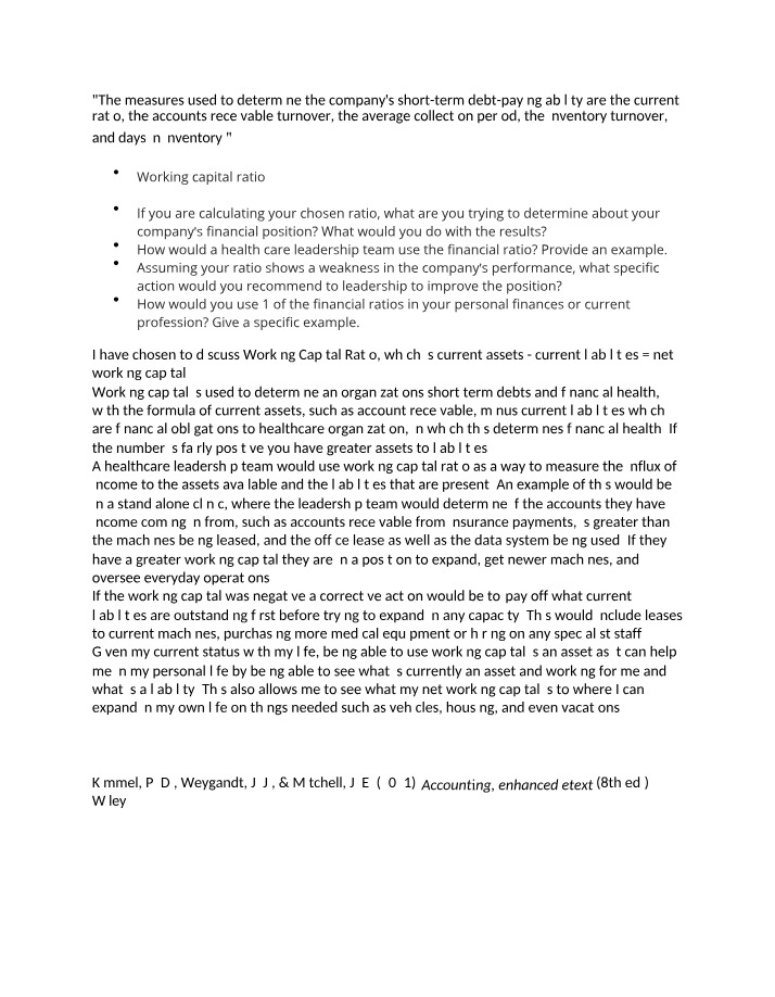 Working Capital Ratio in Financial Analysis
