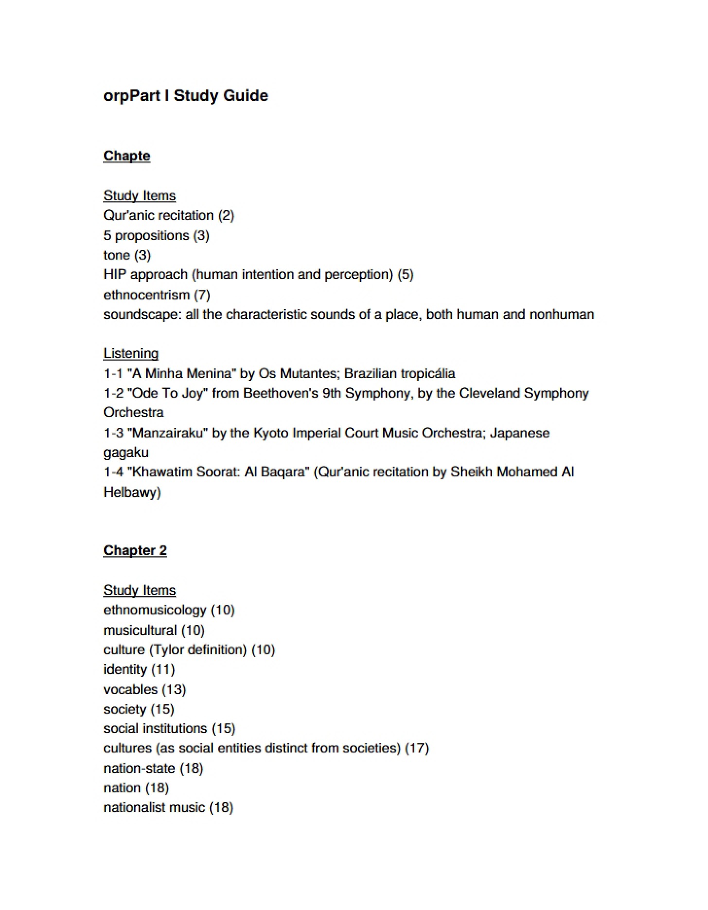 Material Study Guide