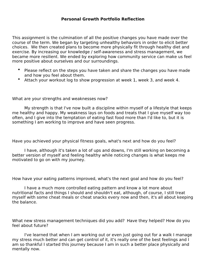 Reflection on Personal Growth and Fitness Goals