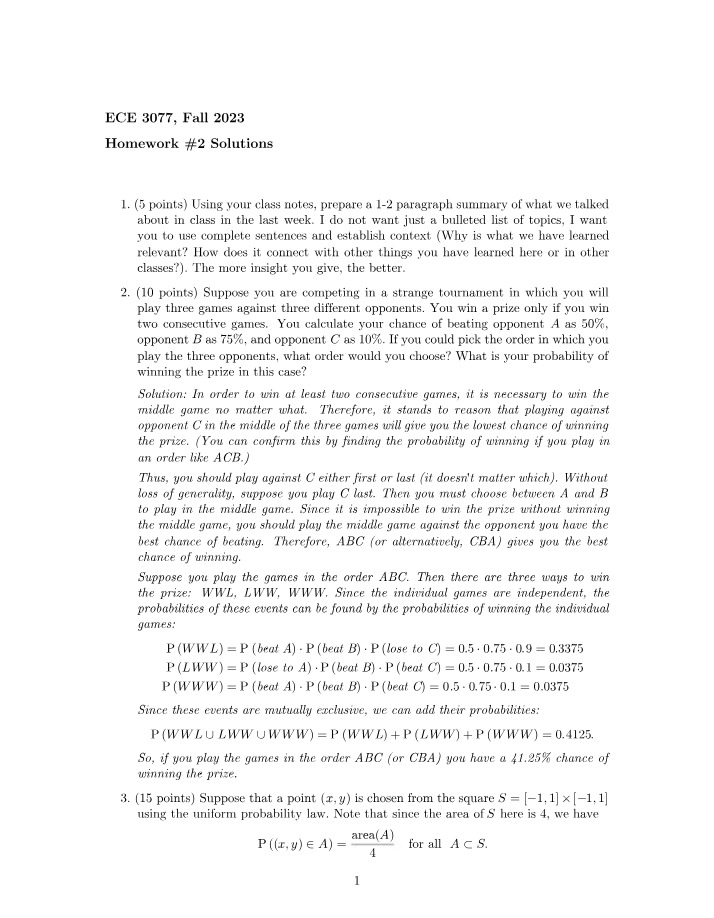 Solutions for HW 2 - ECE 3077 Fall 2023