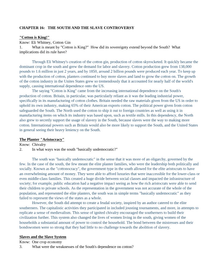The South's Cotton Dominance and Its International Impact