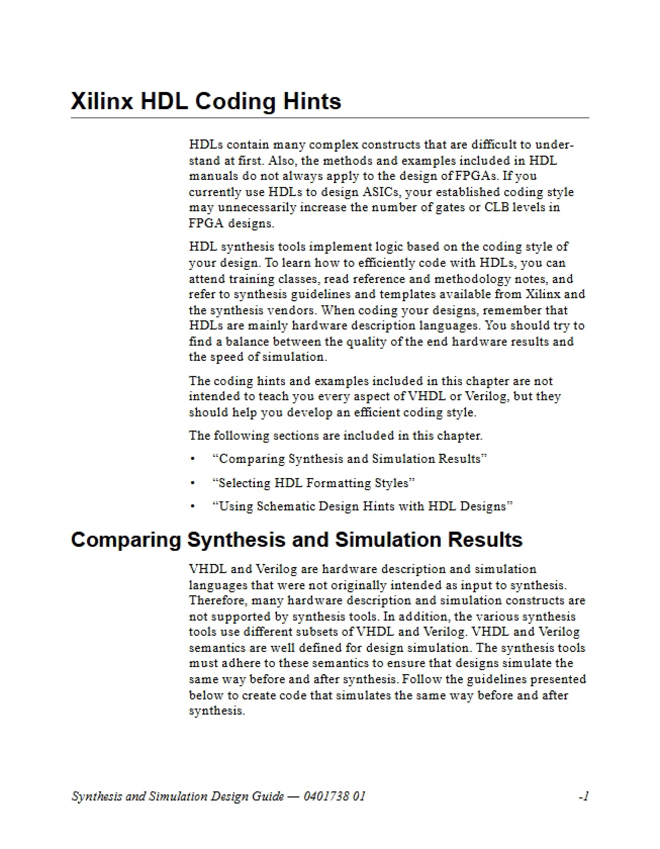 Hints for Coding in Xilinx HDL
