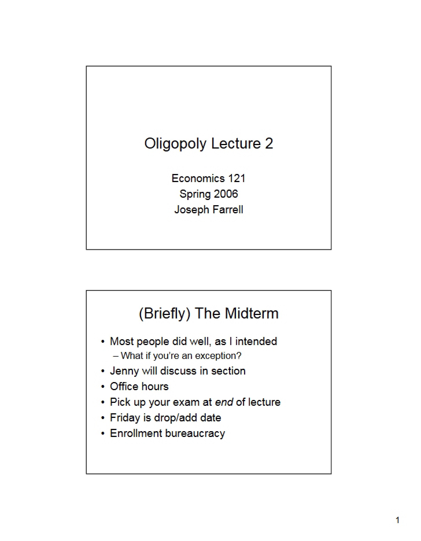 Second Lecture