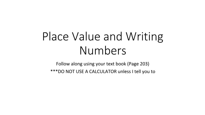 Writing Numbers and Place Value - Math 8