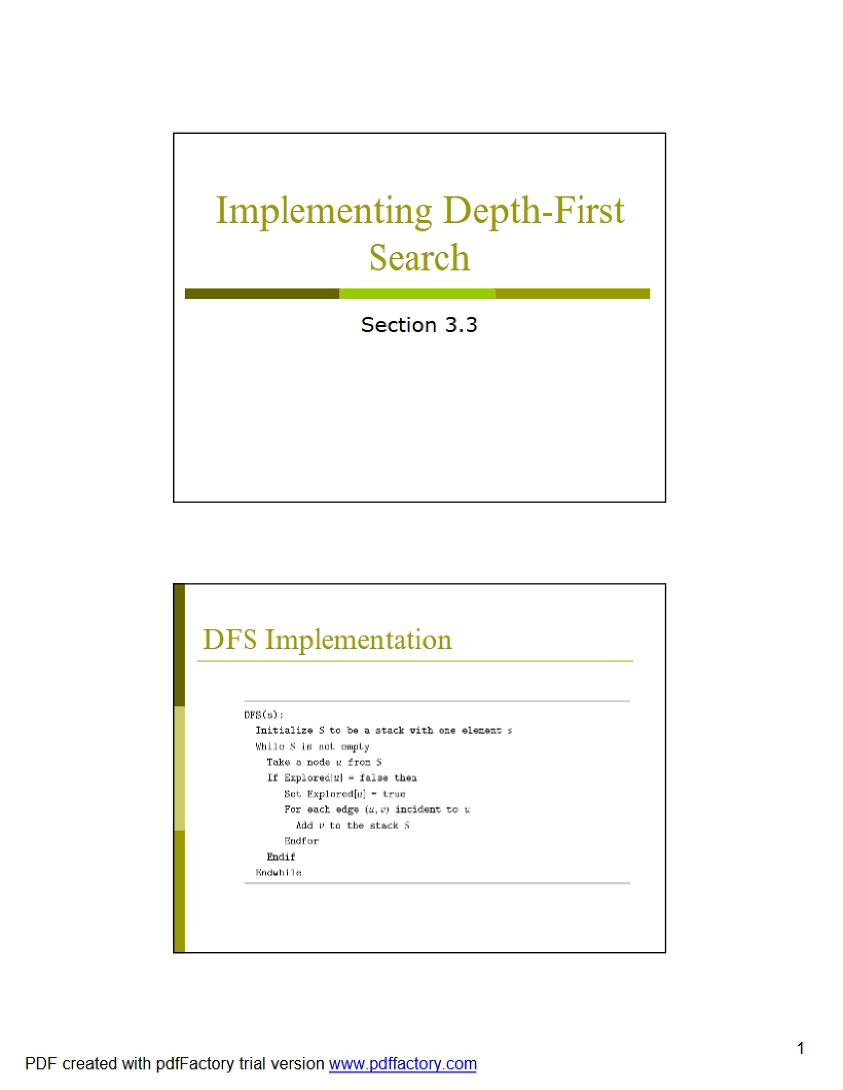 Depth-First Search Implementation