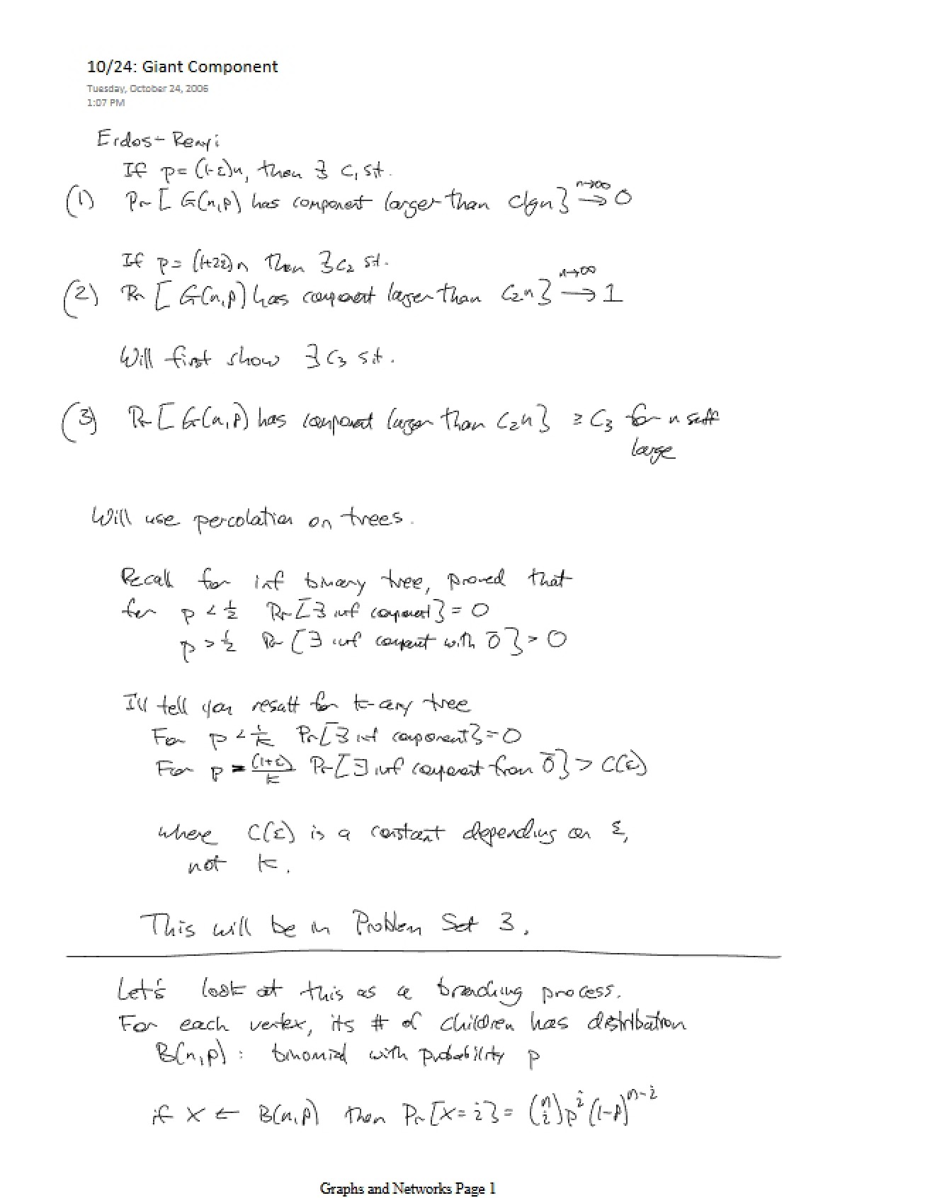 Giant Component (10-24)