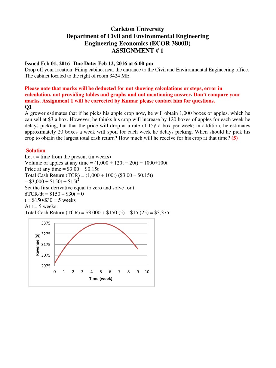ECOR3800 - Engineering Economics Document 1