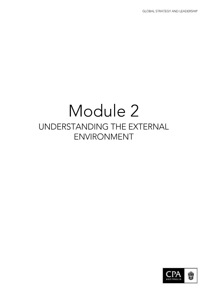 Understanding the External Environment - Module 2