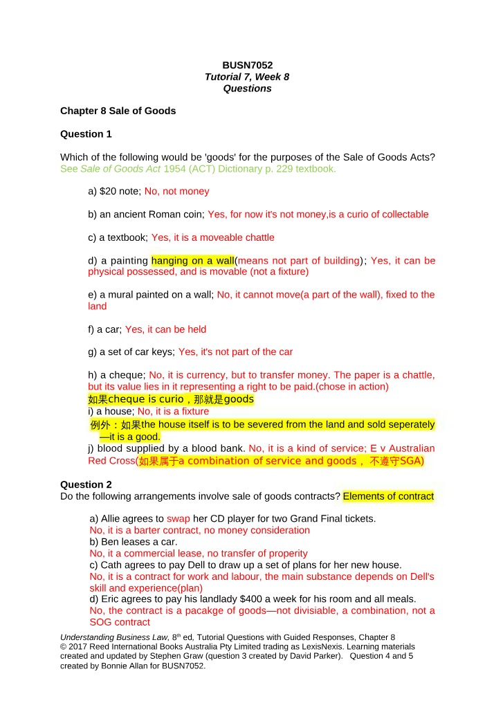 Week 8 Questions for BUSN7052 Tutorial 7