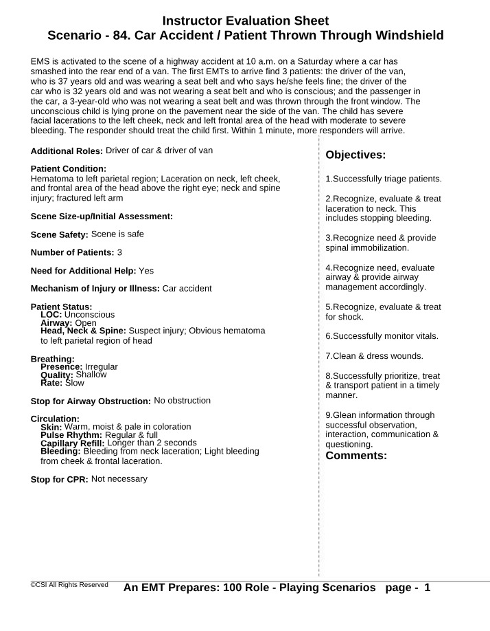 Windshield Accident Injuries - Triage and Treatment