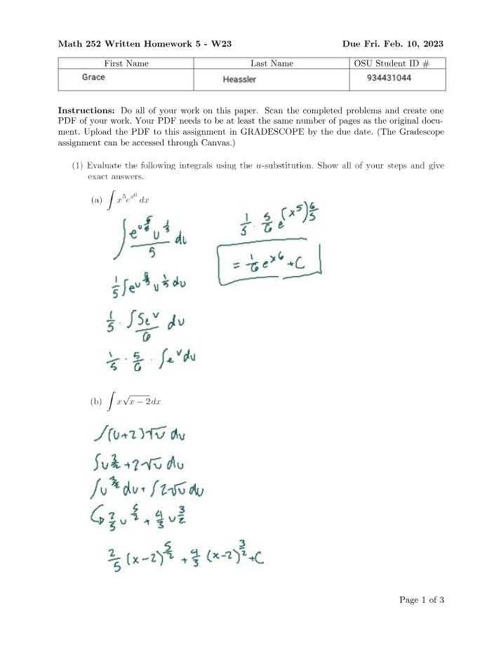 Solutions for Math 252 Written Homework 5
