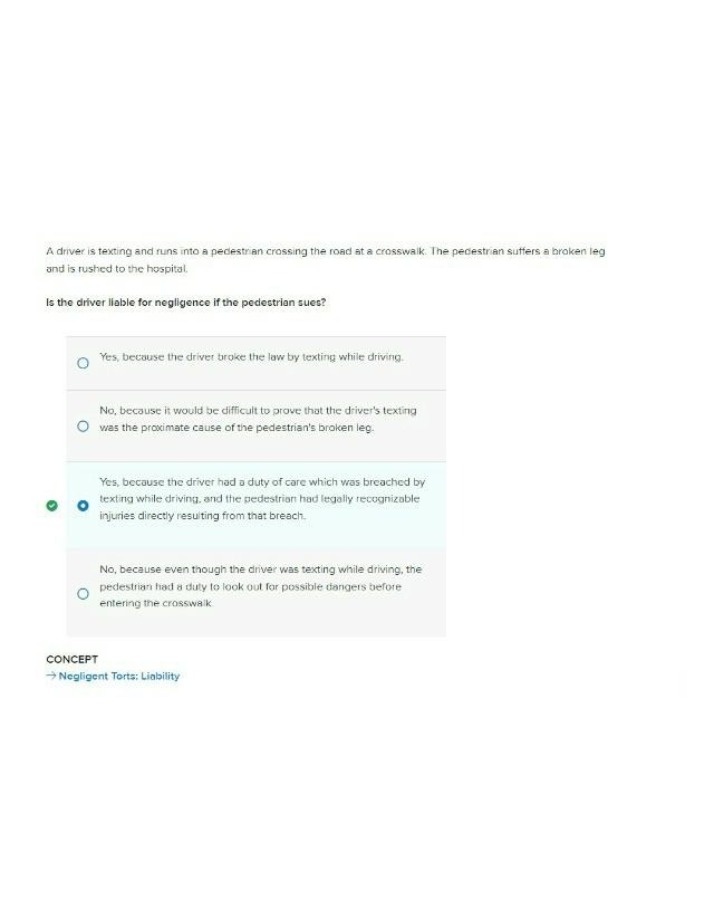 Negligent Torts - Liability Questions