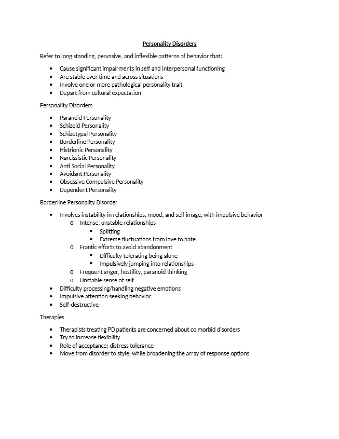 Overview of Personality Disorders