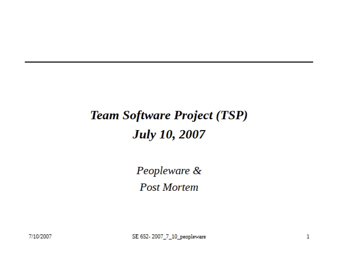 Post Mortem and Peopleware