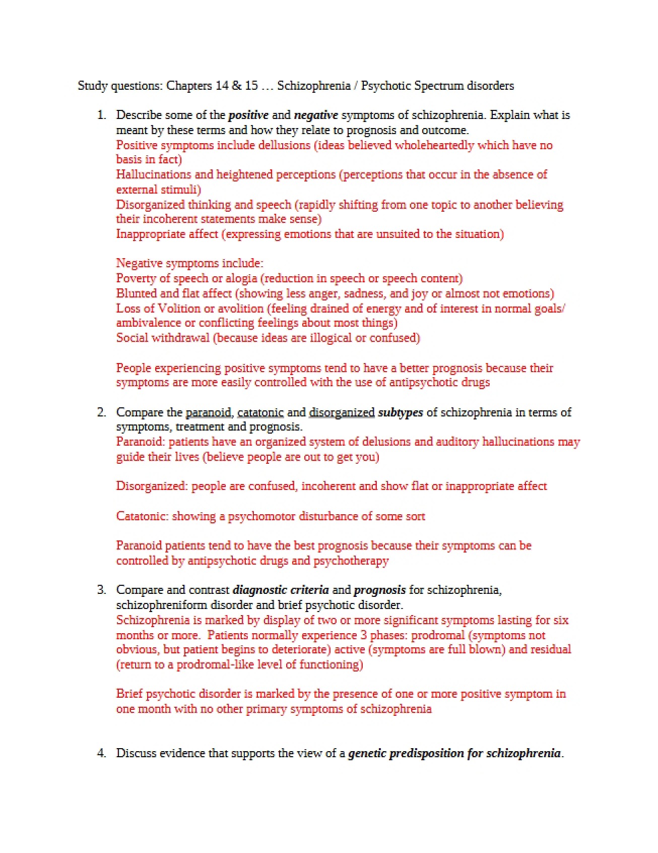Abnormal Psych Questions for Study III