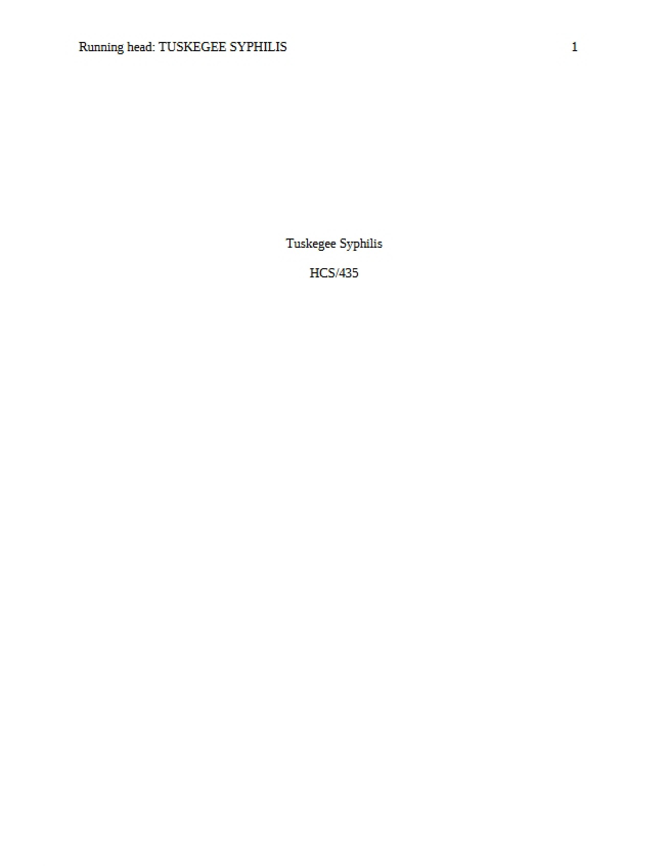 Tuskegee Syphilis Study