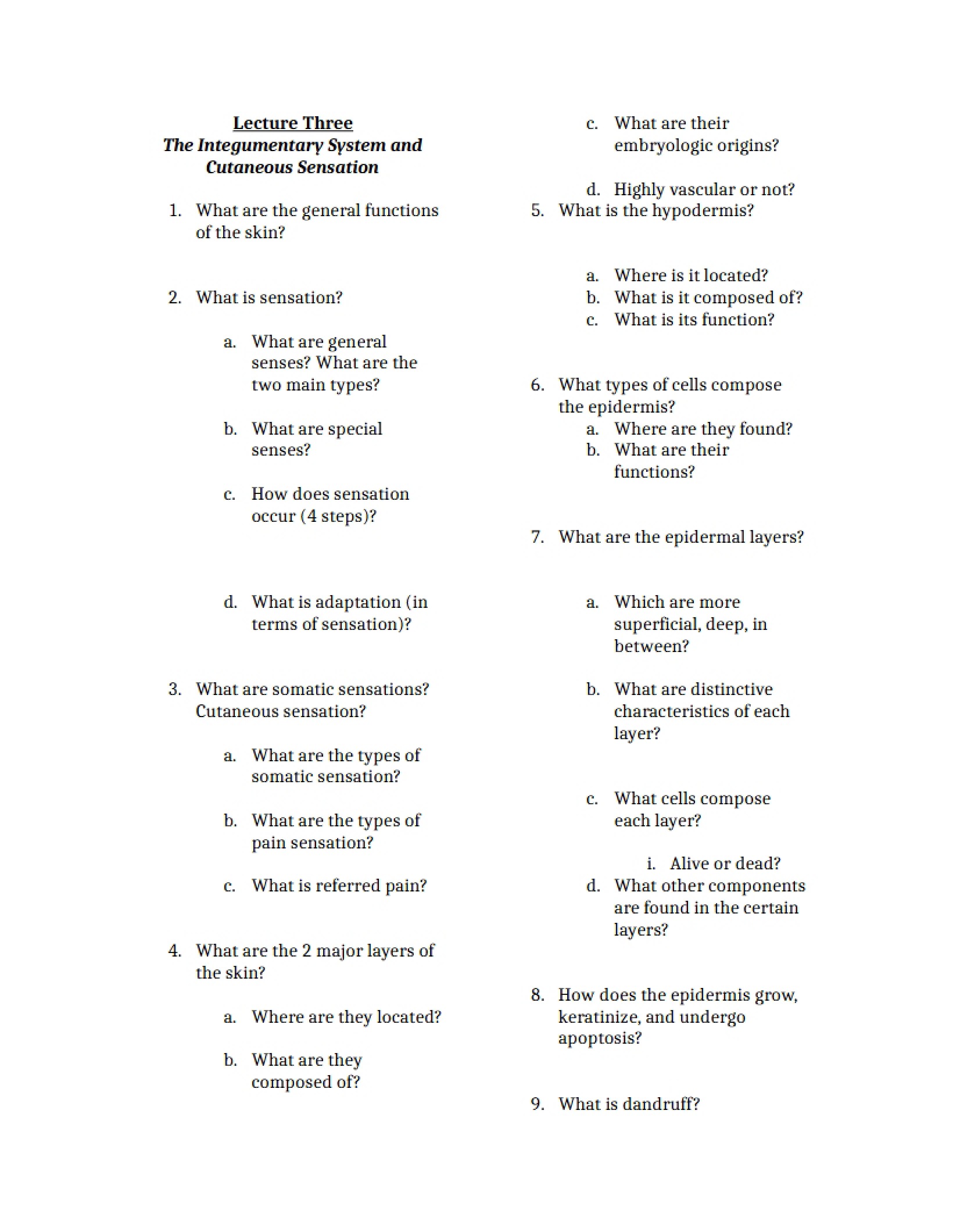 Learning Objectives for Lecture 3