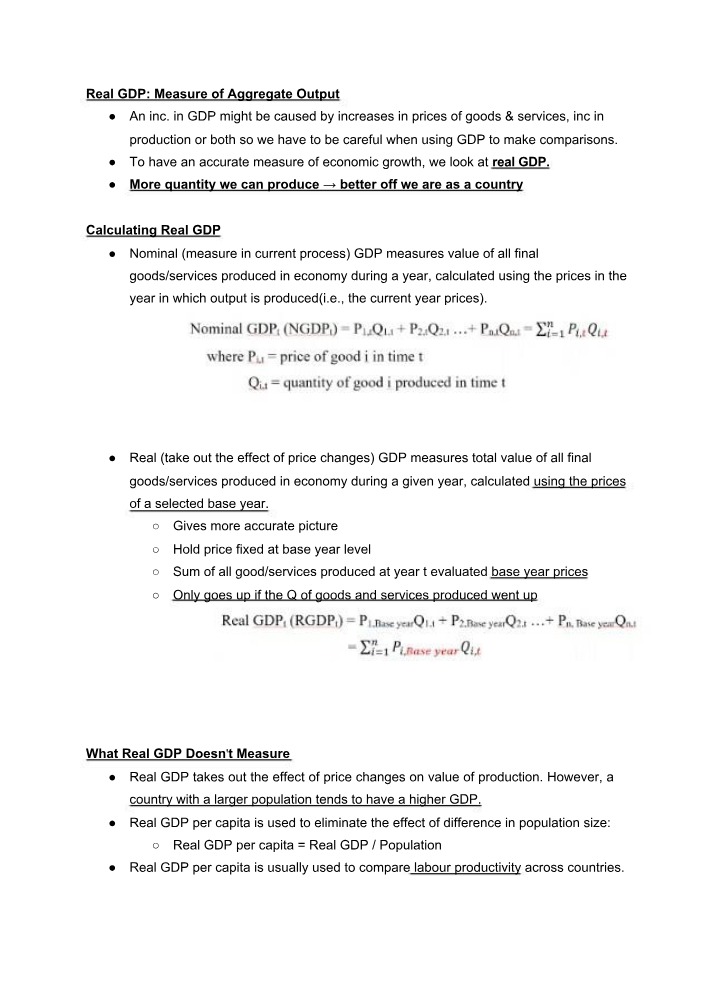 Notes on Real GDP