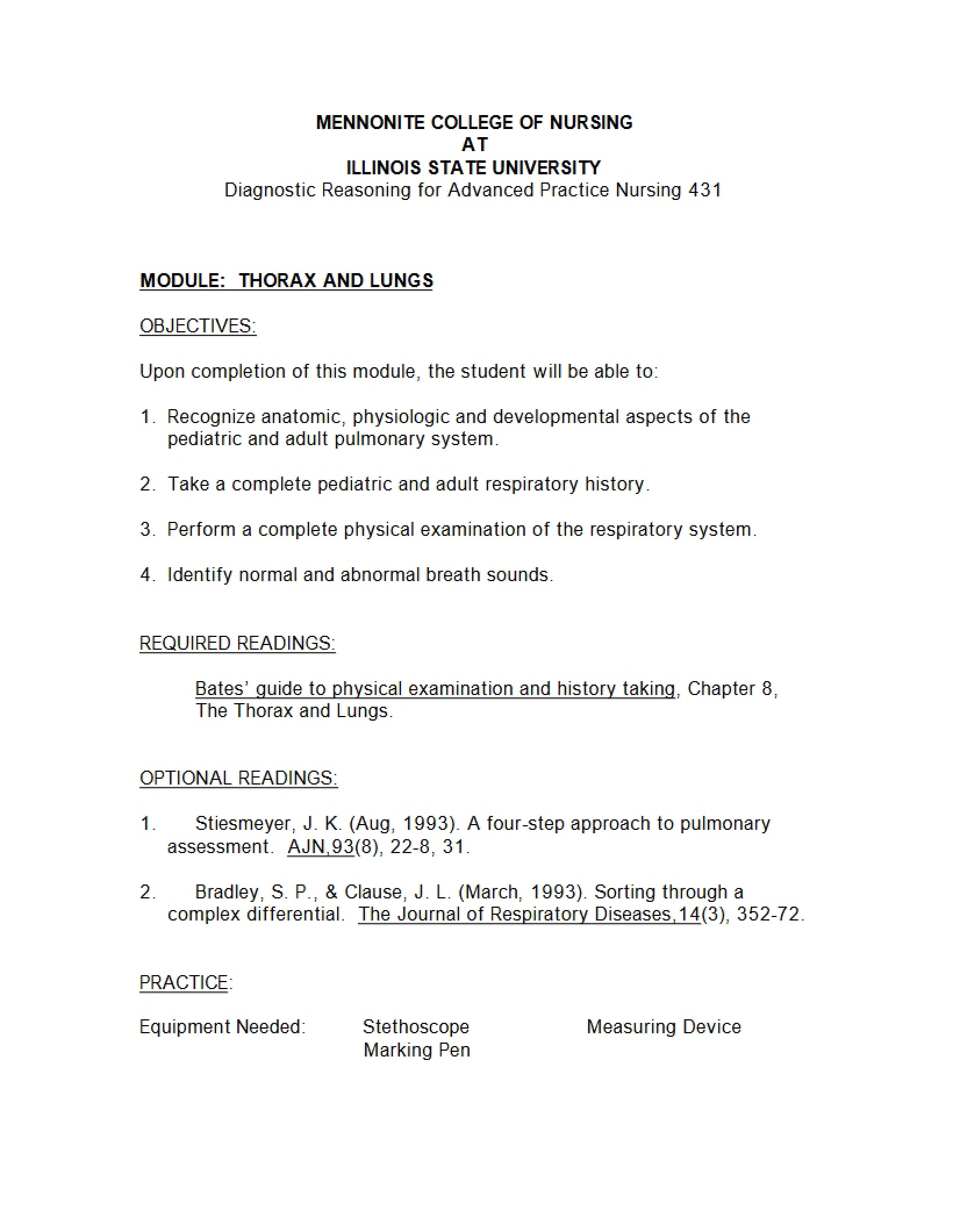 Lungs and Thorax Module