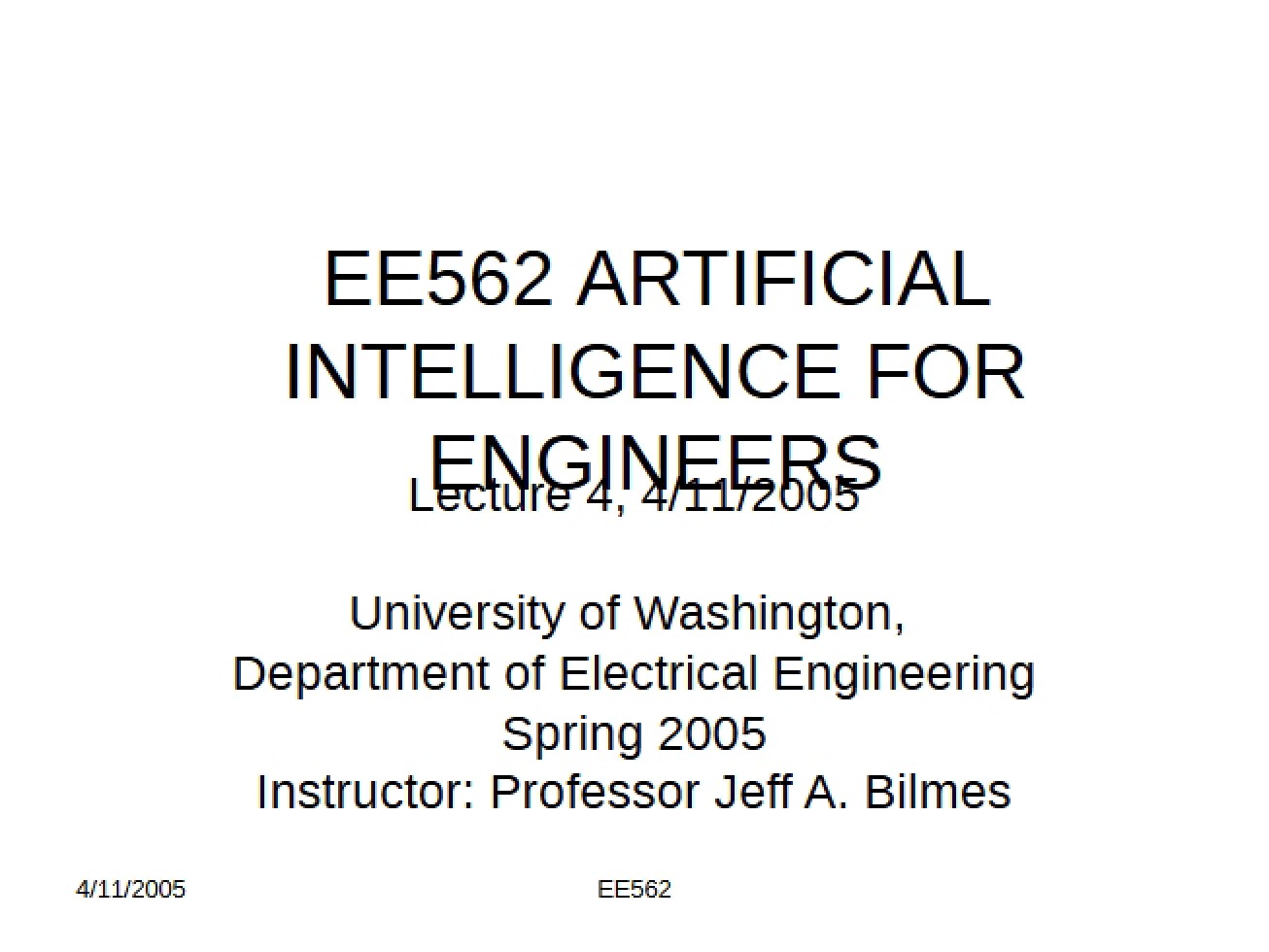 Notes from Lecture - Artificial Intelligence for Engineers
