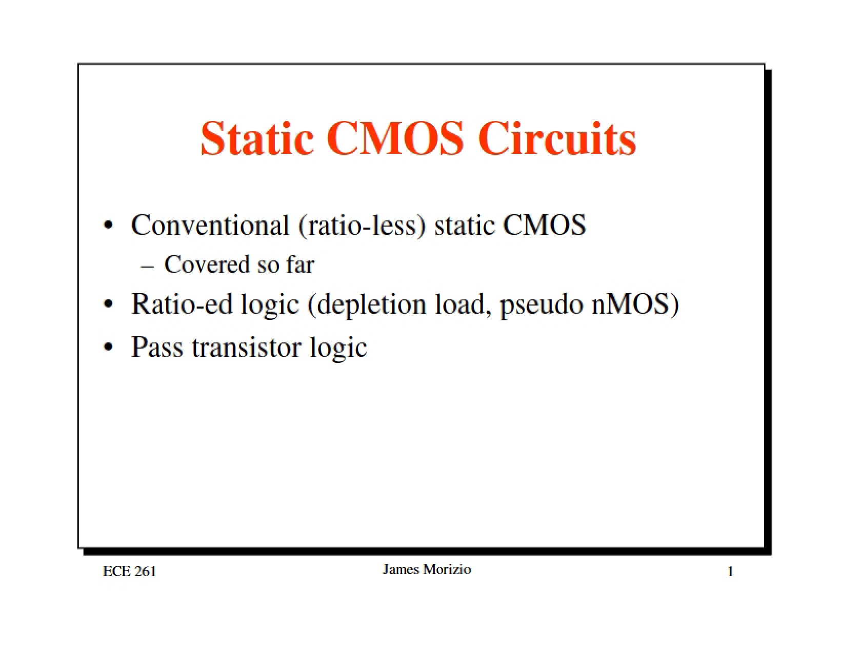 CMOS Circuits (Static)