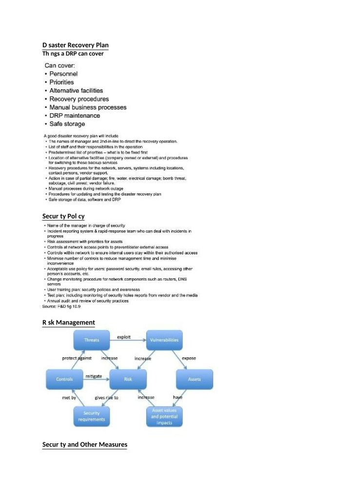 Disaster Recovery Plan - Security and Risk Management