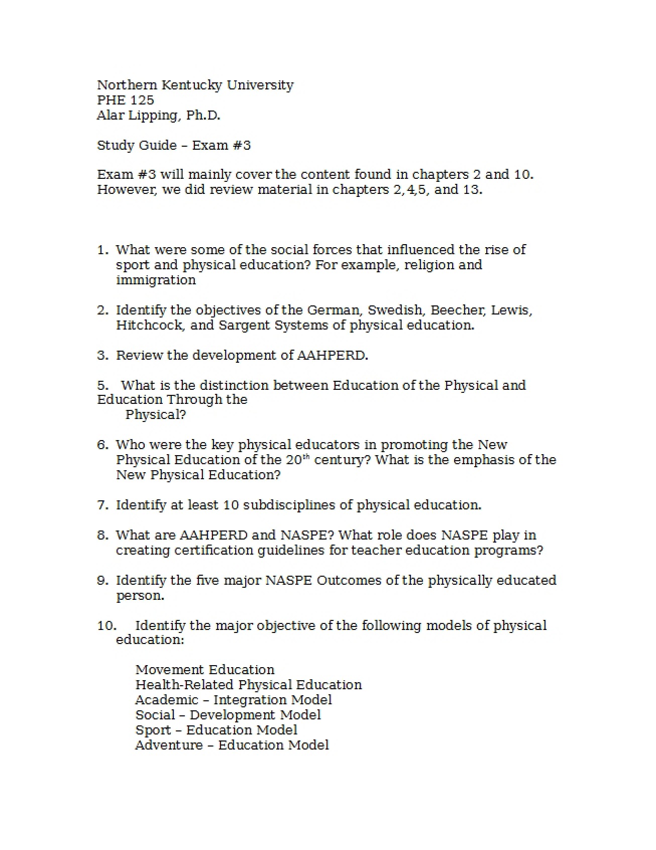 Third Study Guide