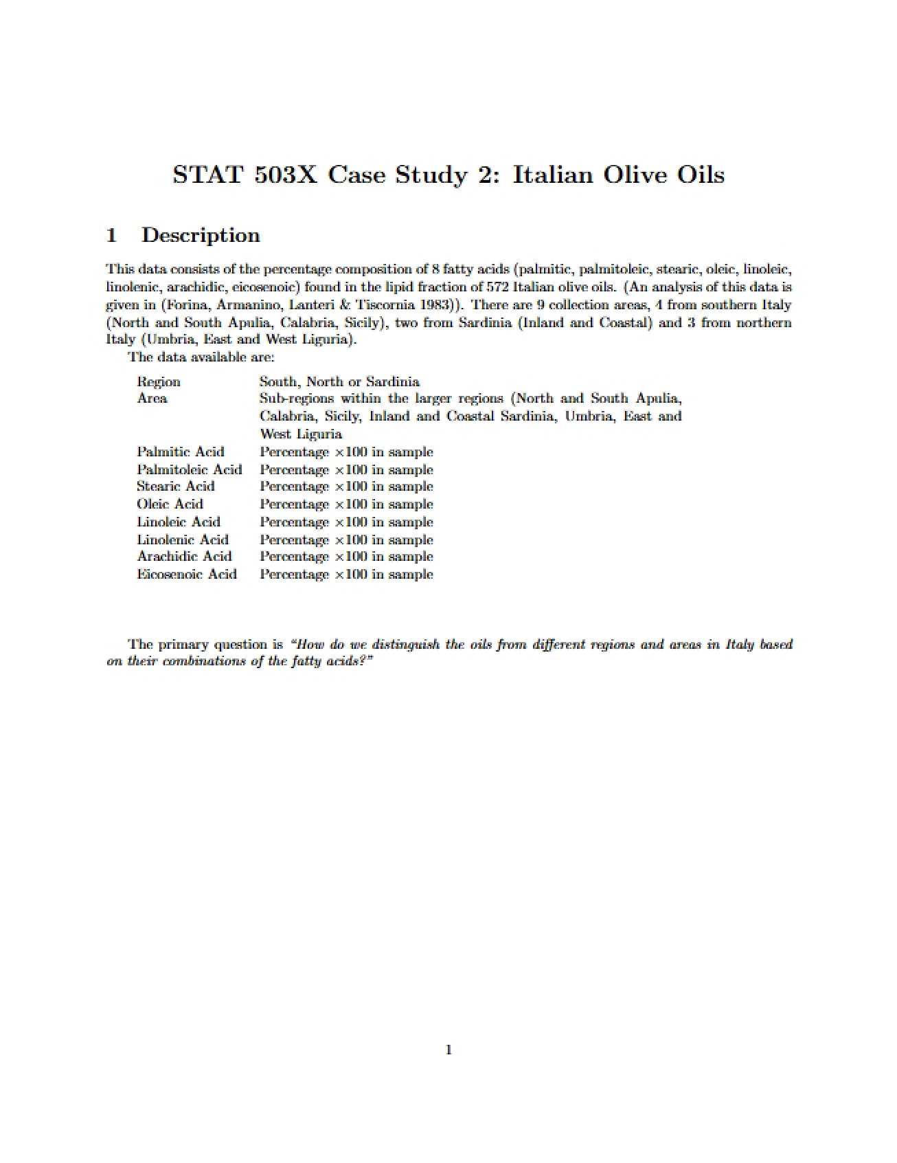 Analysis of Italian Olive Oils