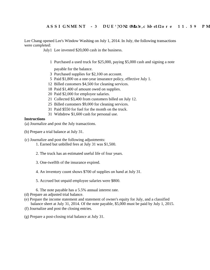 July 2014 Window Washing Transactions - Lee Chang