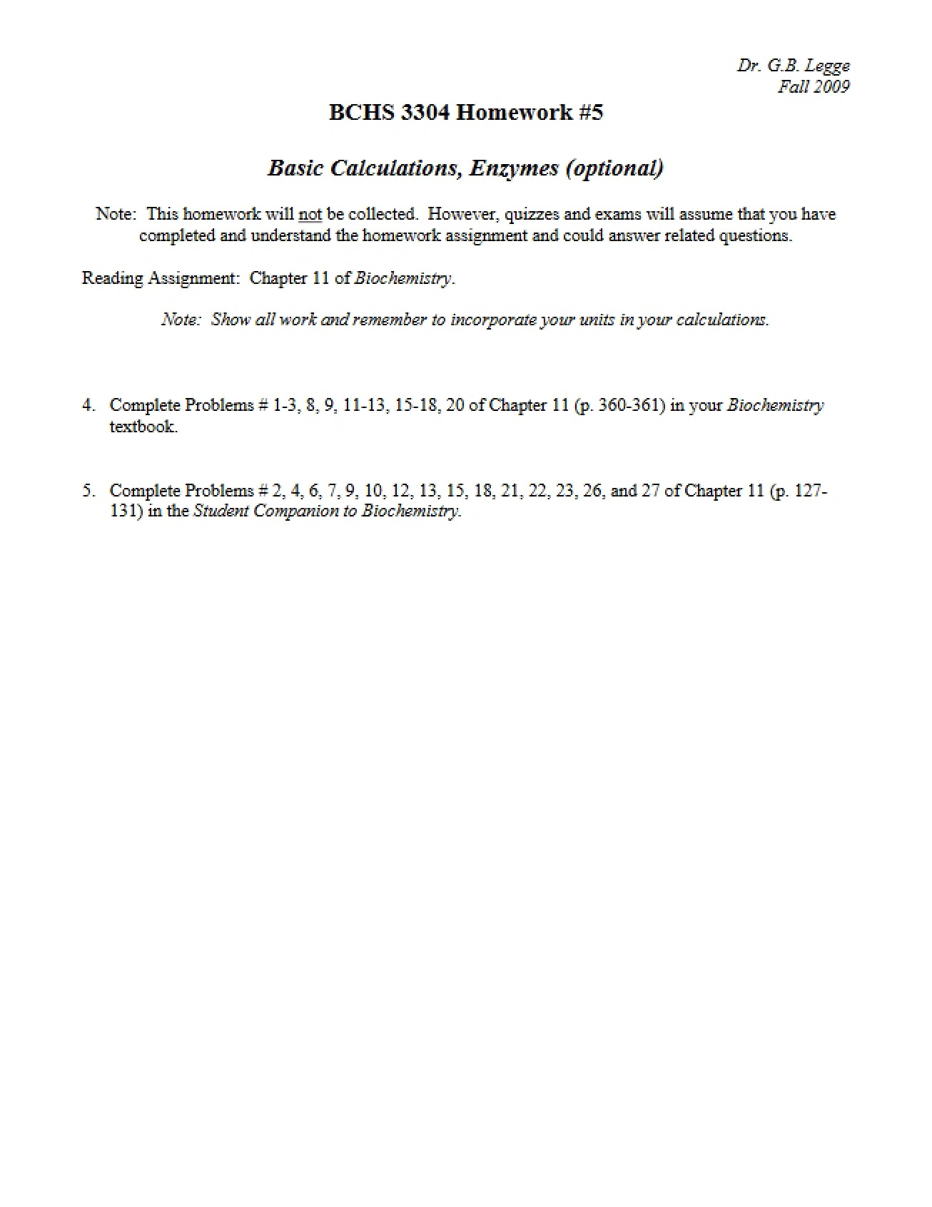 Fifth Homework Assignment