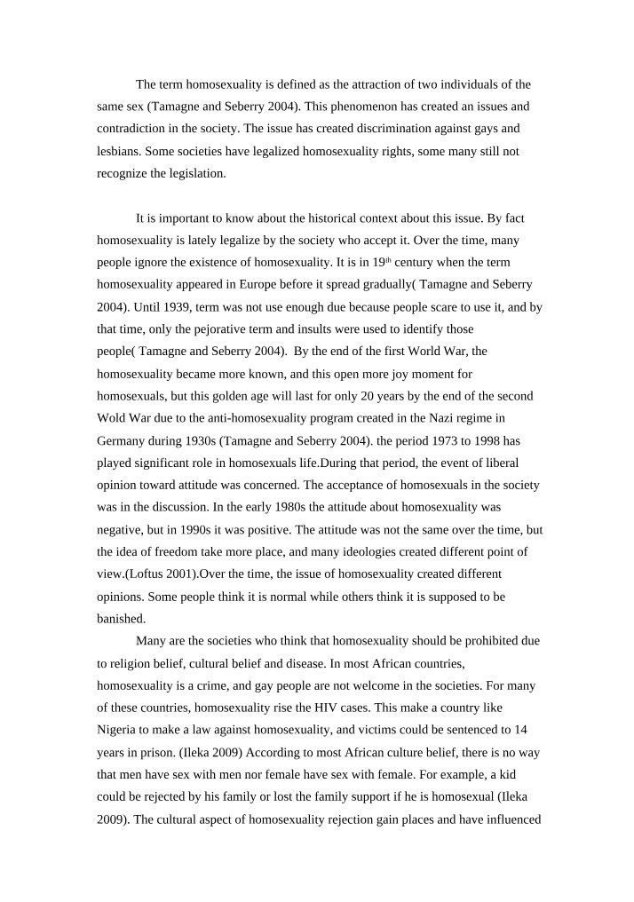 Issues Regarding Homosexuality