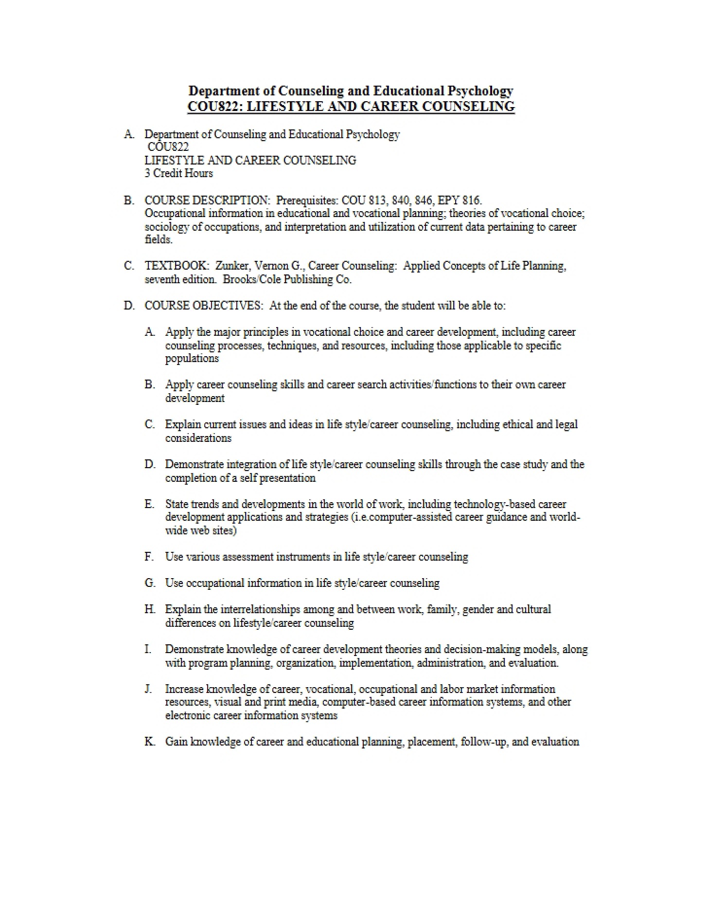 Course Plan COU 822