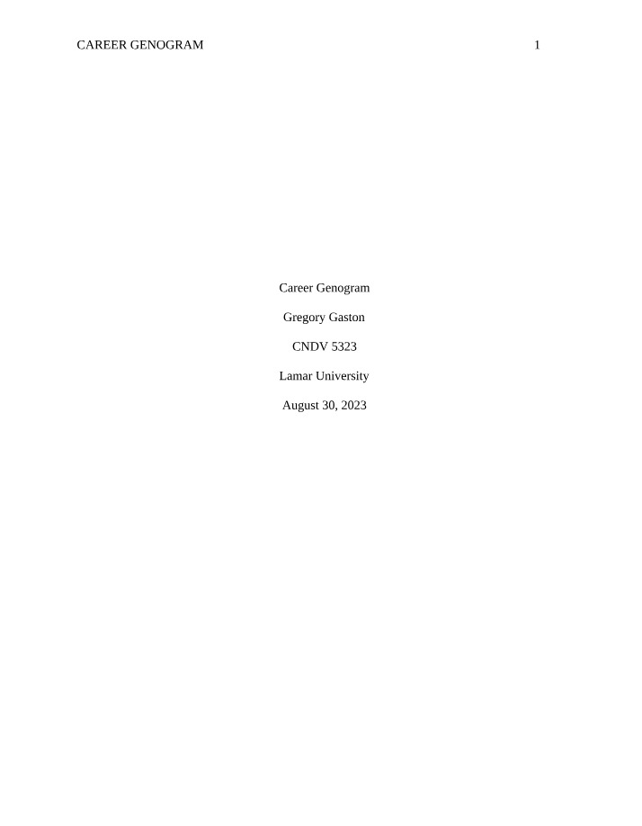 Family Patterns and Relevance in Labor Market - Career Genogram