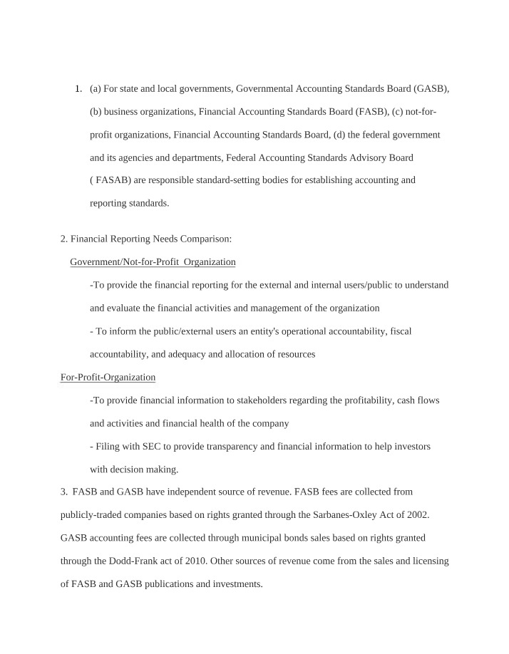 Government Financial Reporting Standards Comparison