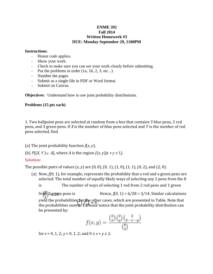 Written Homework 3 Solution