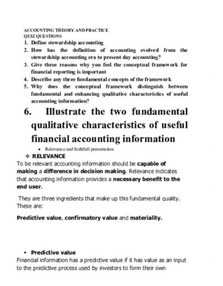 Quiz Questions on Accounting Theory and Practice