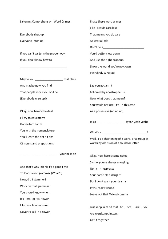 Listening Exercises - Word Crimes