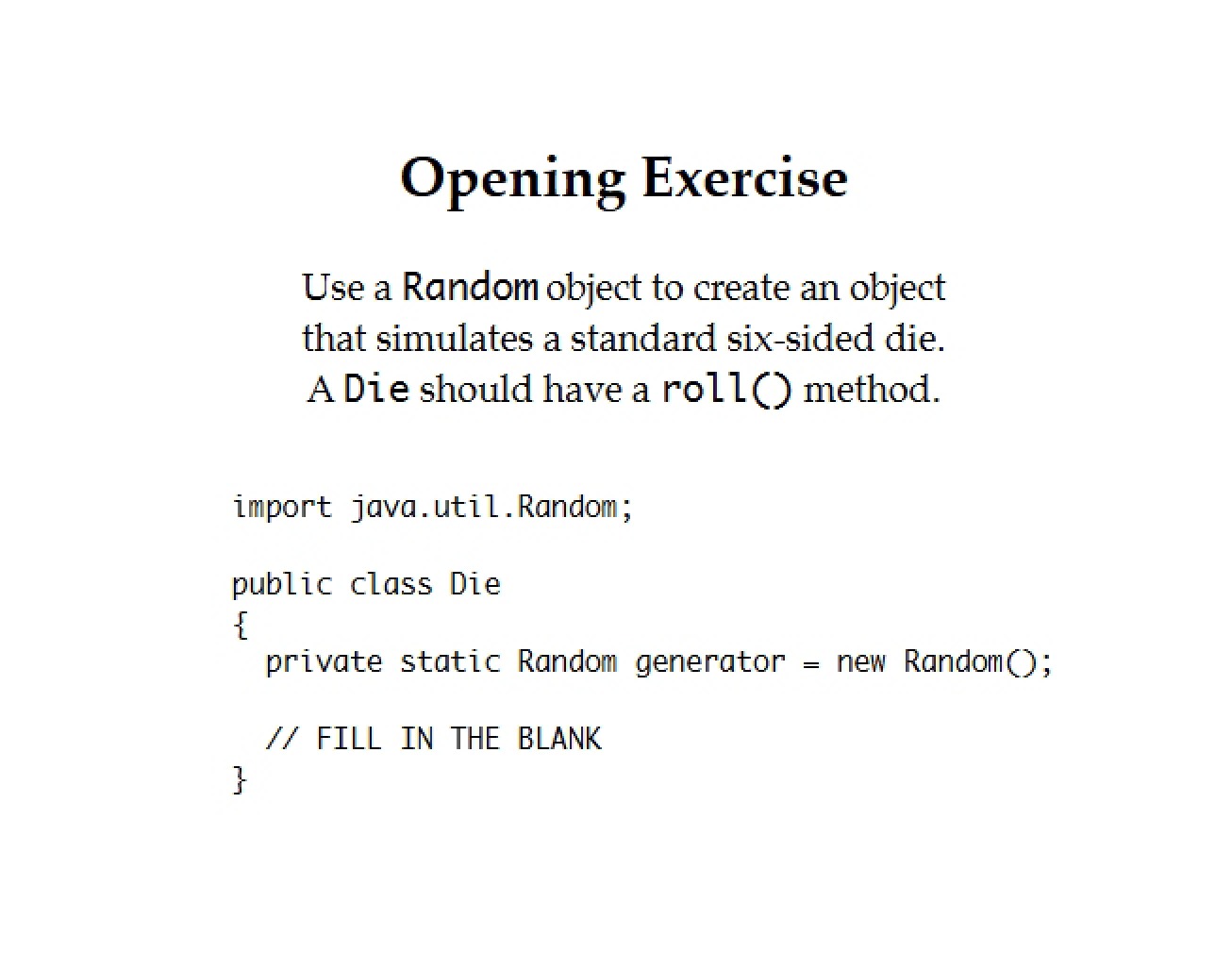 Opening Exercises