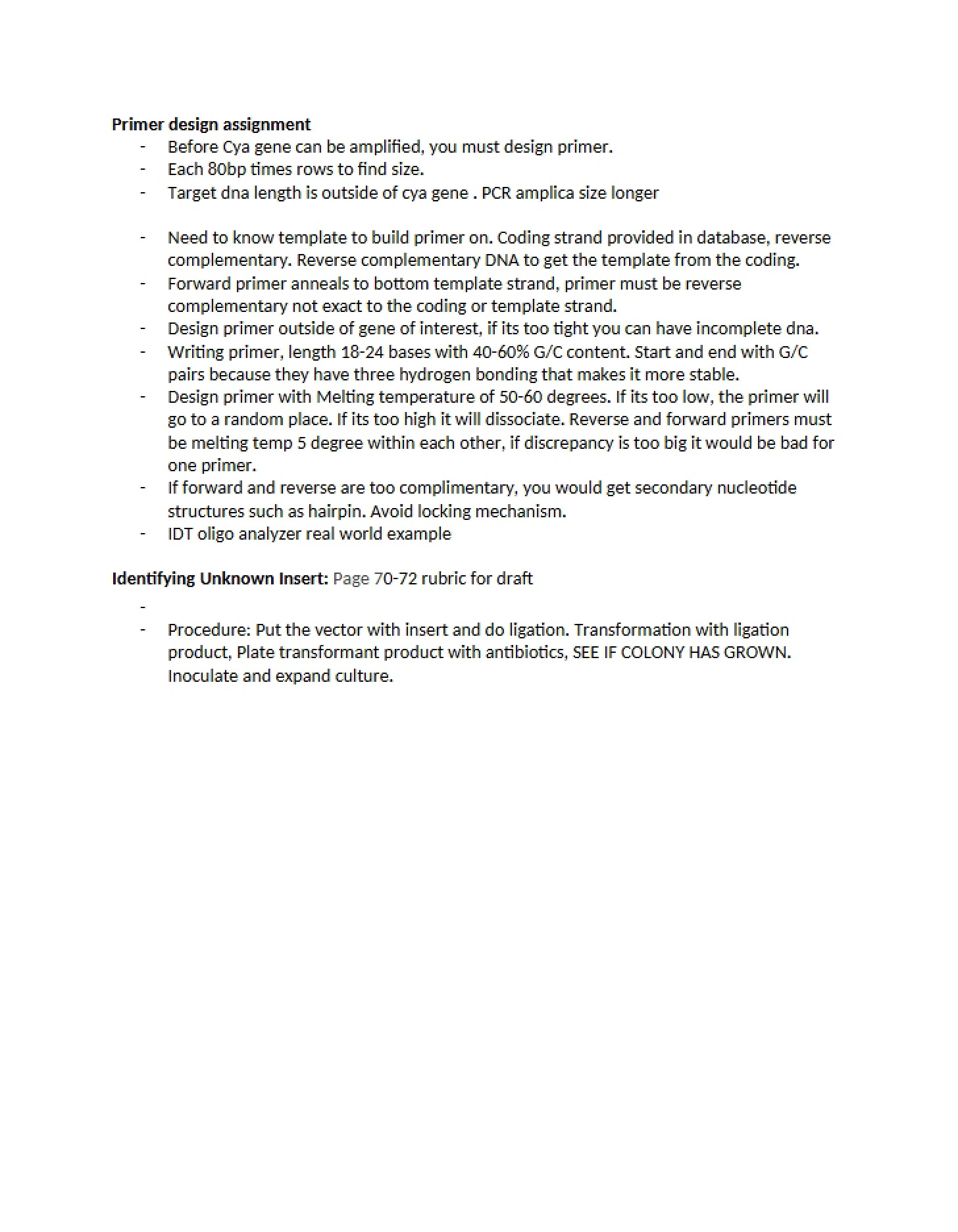 Assignment Primer Design
