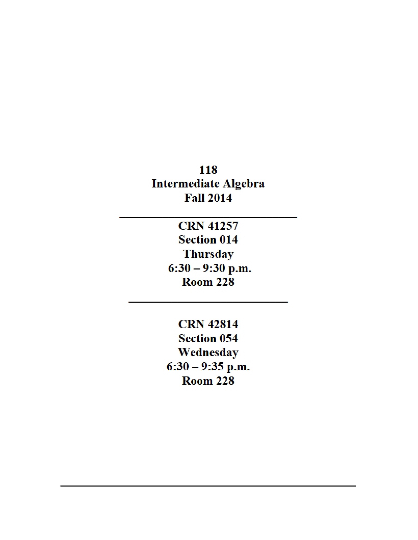 Syllabus for Math 118