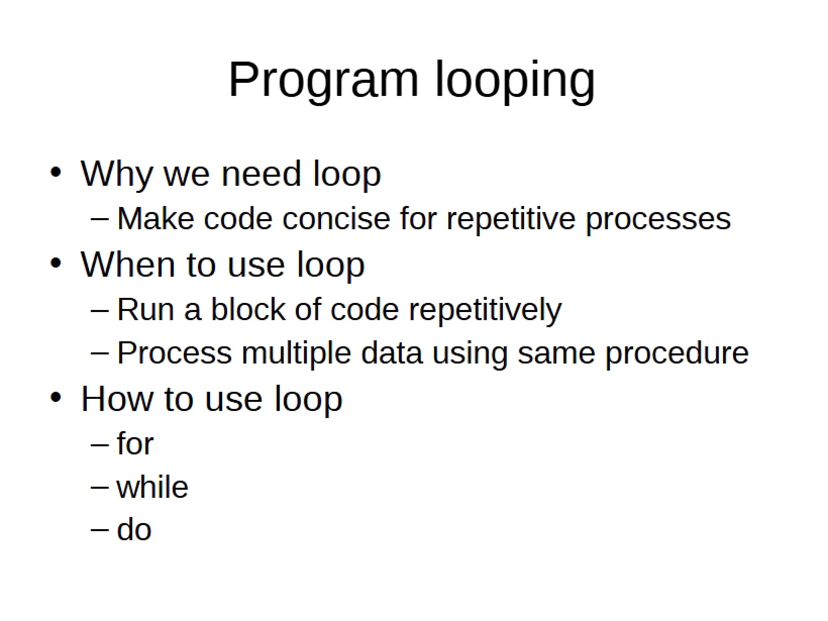 Looping in Programs