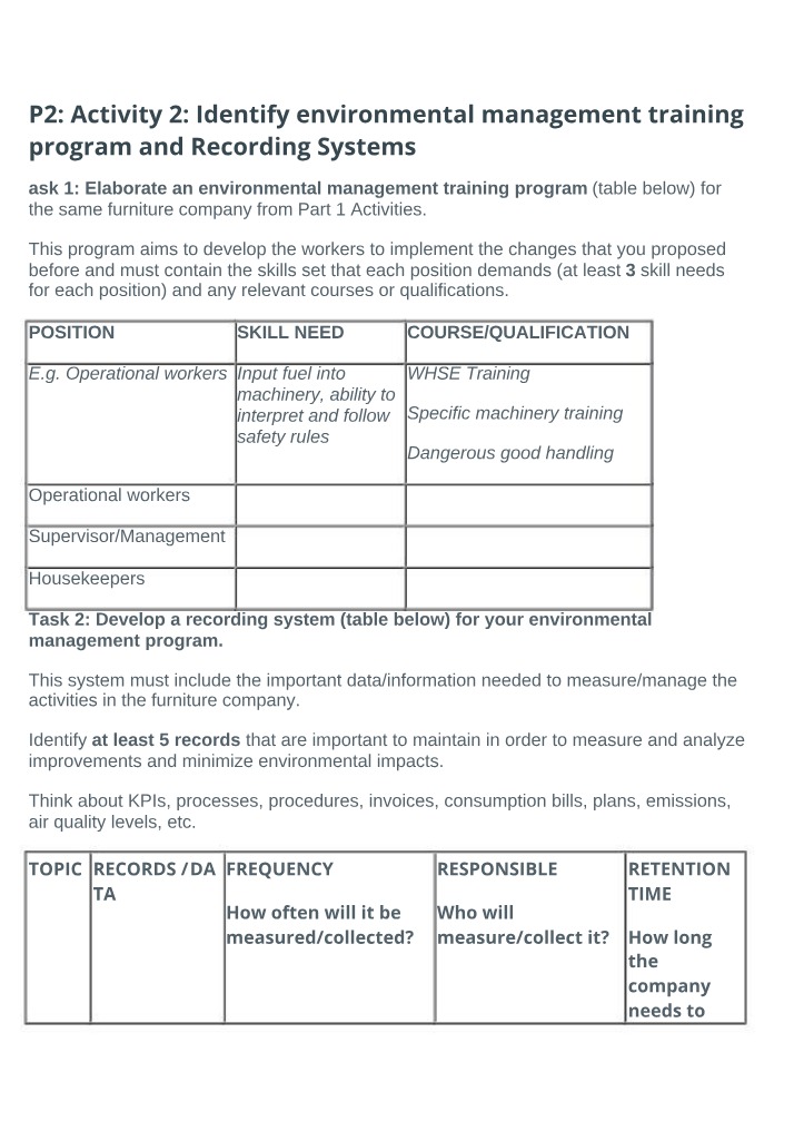 Environmental Management Training Program