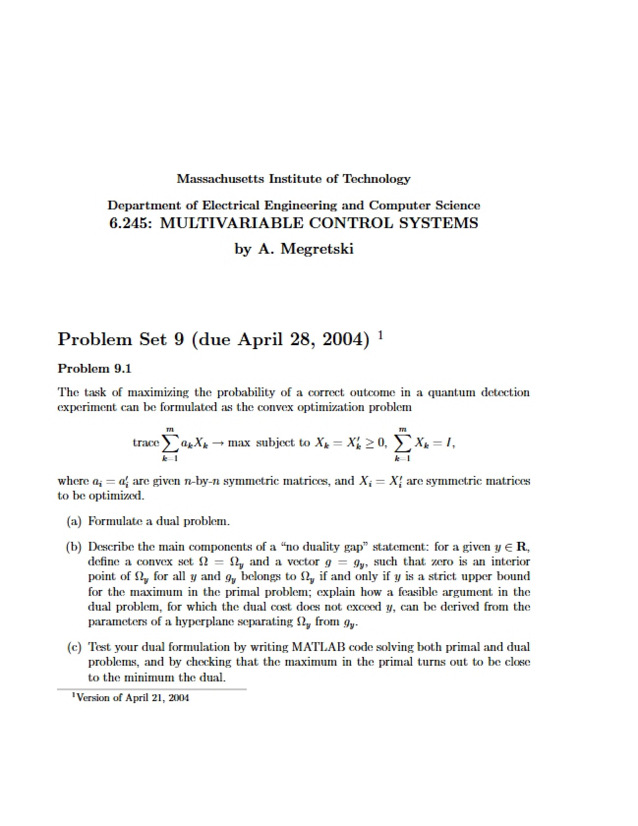 Set of Problems 09
